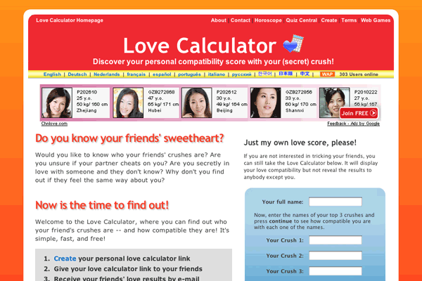 LoveCalculator Quiz